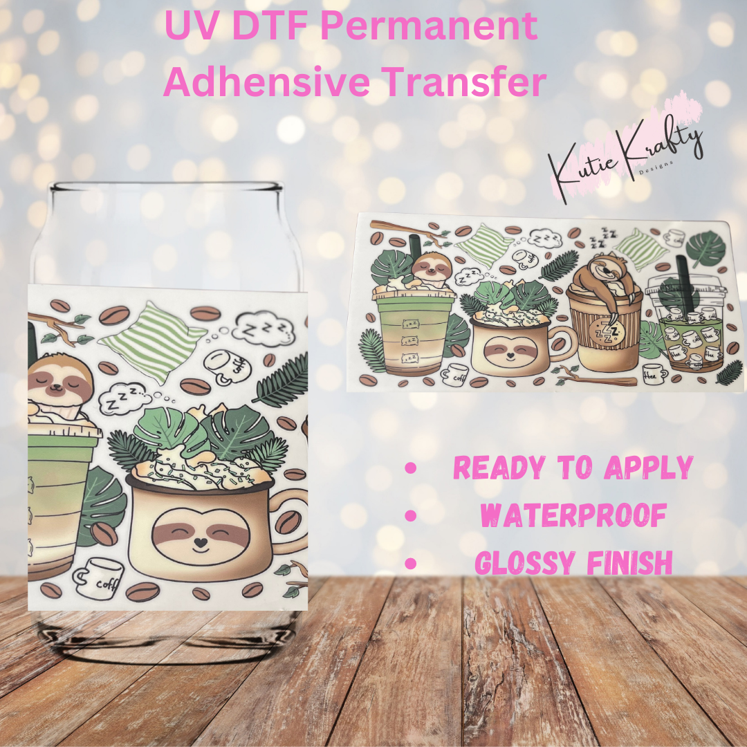 UV DTF Sloth Cup Wrap