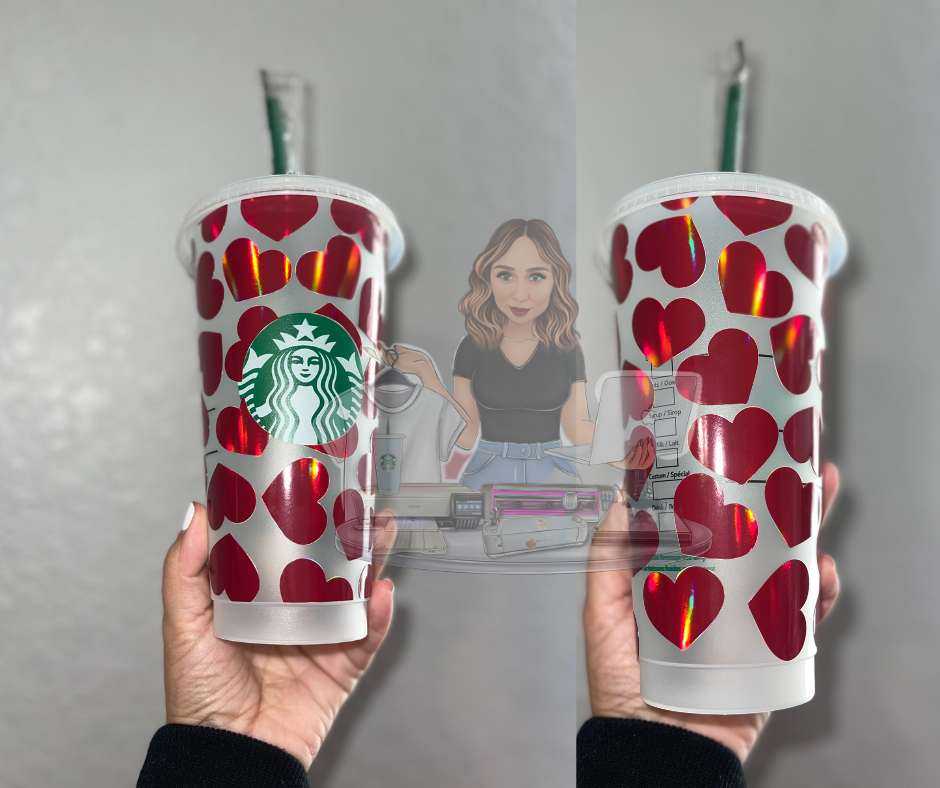 Corazones/Heart Holographic Cold Cup